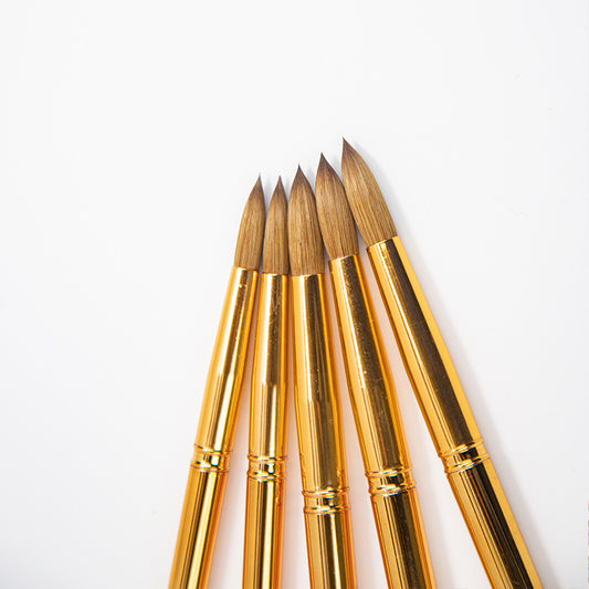 Handybabac 5-Piece Fine Detail Nail Art Brush Set with Gold-Tone Handles - product view 1