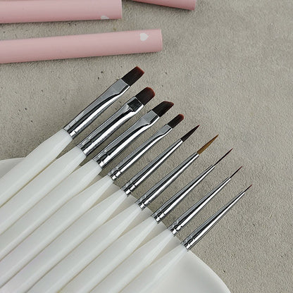 Handybabac 9-Piece White-Handle Gel Nail Art Brush Set - product view 2