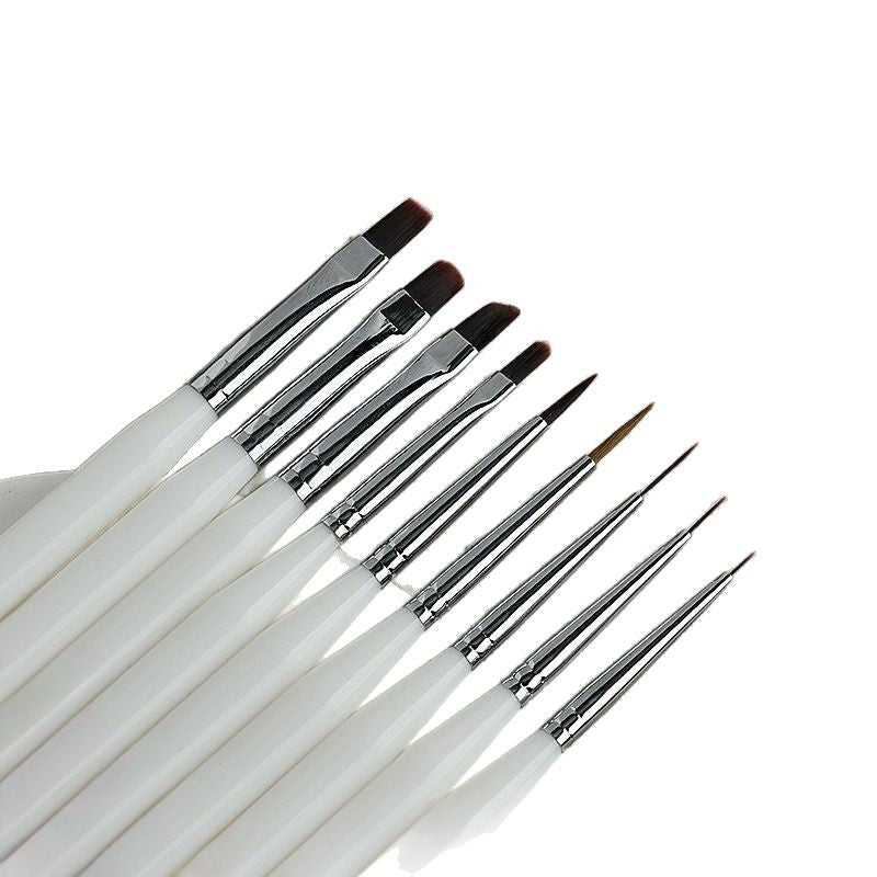 Handybabac 9-Piece White-Handle Gel Nail Art Brush Set - product view 1