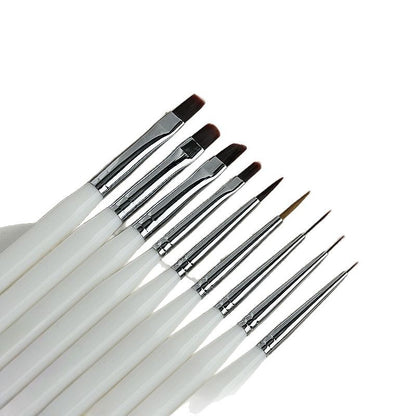 Handybabac 9-Piece White-Handle Gel Nail Art Brush Set - product view 1